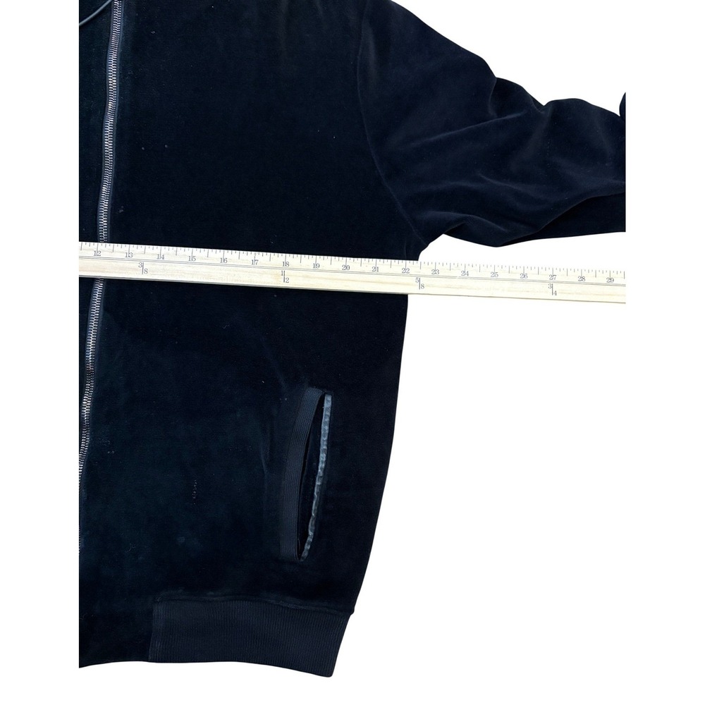 Versace Hoodie Mens L Black Velour Medusa Logo Leather Trim Full Zip Made Italy View 6